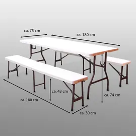 Trutzholm Bierzeltgarnitur 3 teilig weiß Festzeltgarnitur 180x75cm klappbar Gartenmöbel...