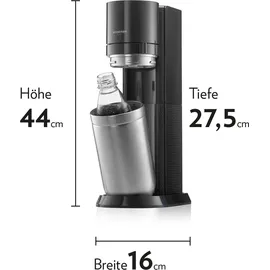 Sodastream Duo schwarz + Glaskaraffe + PET-Flasche + Zylinder