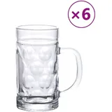 vidaXL Bierkrüge mit Henkel Glas 6 Stk. 500 ml