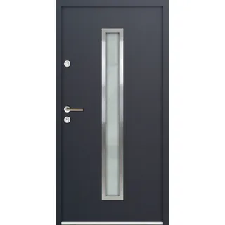 Krongart Stahl-Nebeneingangstür ATU68 Modell 600 DIN links - nach innen öffnend Anthrazit (Dekor-Folie) 900 mm x 2000 mm