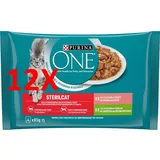 12 X Purina One Sterilcat 4 Beutel À 85 Gramm (2 Lachs Und Karotten - 2 Pute U