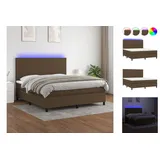 vidaXL Boxspringbett mit Matratze & LED Dunkelbraun 160x200 cm Stoff