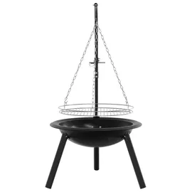 vidaXL Feuerschale mit verstellbarem Grillrost Ø 107,5 cm Schwarz