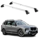 Aurilis OMAC Dachträger Gepäckträger für BMW X7 G07 2019-2025 5 türige Alu Silber 2 tlg ABE (2-St), Wasserbeständig,Abnehmbar,Multifunktional,Leichtgewichtig grau|silberfarben
