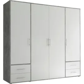 SchlafKONTOR Valencia 206 x 195 x 60 cm beton hell/weiß/betonoptik