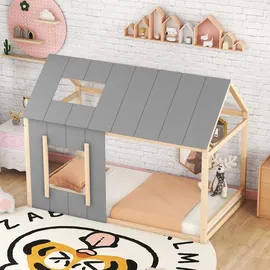 Flieks Hausbett mit Rausfallschutz 90 x 200 cm natur