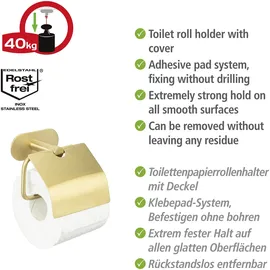 Wenko Turbo-Loc® Bad Acessoires Toilettenpapierhalter mit Deckel Orea Gold Matt, Befestigen ohne bohren