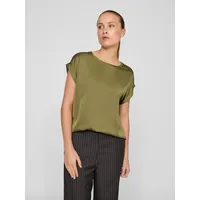 VILA Satin Blusen T-Shirt Kurzarm Basic Glänzendes Oberteil VIELLETTE