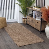 Surya Home Shaggy Berber Teppich Läufer - Flauschiger Teppich für Wohnzimmer, Schlafzimmer, Berber Langflor Hochflor Teppich Weiss flauschig - Teppich Läufer 80x220 cm Läufer Flur in Hellbeige