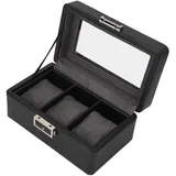 Uhrenbox for Herren, Uhrenbox aus Leder mit 3 Fächern, Vitrine, Organizer, Aufbewahrungsbox aus Glas for Schmuck, Uhrenvitrine aus PU-Leder, platzsparende einlagige Uhrenaufbewahrungsbox for Uhren und