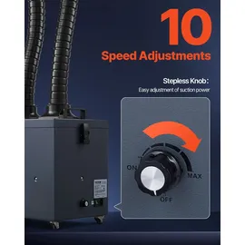 Vevor Schweißrauchabsaugung mit Doppelschlauch, 275W Schweißrauchabsaugung, 380m3/h, zum Schweißen, Lasergravieren, Heimwerken