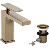 Hansgrohe Tecturis E Waschtischarmatur 73014140 Ausladung 144mm, mit Zugstangen-Ablaufgarnitur, brushed bronze