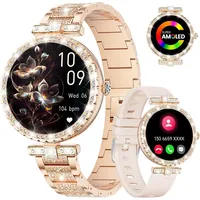 Lige FV8-A Smartwatch (3 cm, android ios), Smartwatch für Damen mit AMOLED Display und über 100 Sportmodi goldfarben