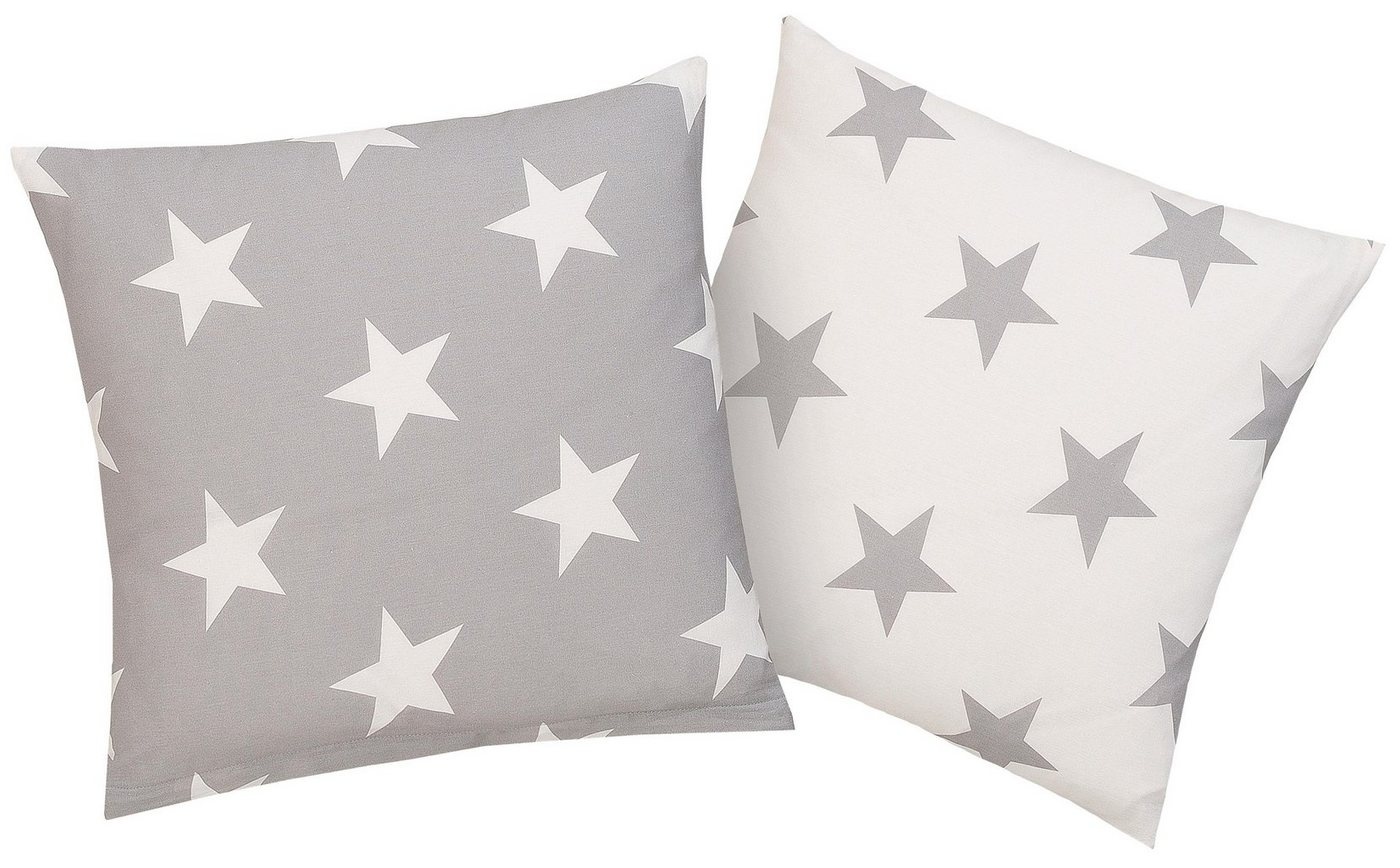 Kissenbezüge Stella Kissenhülle mit Sternenmuster, in verschiedenen Größen, my home (2 Stück) grau|weiß 40 cm x 40 cm