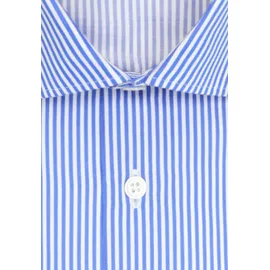 Seidensticker Businesshemd "Schwarze Rose", Herren, Gr. M (39), normale Ärmellängen, mittelblau, 100% Baumwolle, gestreift, skinny fit, 2-Knopf-Manschette, Hemden, X-Slim 1/1 Kentkragen Gestreift