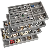 XIALISW Für Schmuckbox mit 4 Paketen (grau), für Ausstellungspaletten, Aufbewahrungsboxen, Schmuckaufbewahrung