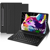 IVEOPPE Samsung Tab S9+ Hülle mit Tastatur, Tastatur Hülle für Samsung Galaxy Tablet S9 Plus 12,4 Zoll 2023, Magnetisch Abnehmbare Tastatur für Galaxy Tab S9 Plus mit QWERTZ Layout, Schwarz