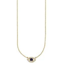 Kette mit Anhänger "Schmuck Geschenk Silberkette mit Anhänger Auge", blau (gelbgoldfarben, kristallweiß, blau), ANISTON JEWELRY & WATCHES, Halsketten, Damen, Silber 925 (Sterlingsilber), L: 50 B: 1,1mm, mit Zirkonia (synth.), Spinell (synth.), B:1,1mm