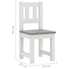 vidaXL Kindersitzgruppe 3-tlg. MDF  grau/weiß