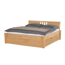 Timber Massivholz-Bettgestell mit Bettkasten Timber , holzfarben , Maße (cm): B: 176 H: 93