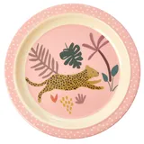 Rice Melamin Kinderteller Ø pink - Jungle Animals, Print