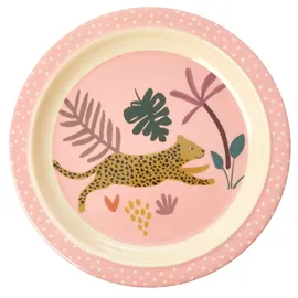 Rice Melamin Kinderteller Ø pink - Jungle Animals, Print