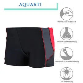 Aquarti Kurze Badehose Schwarz/Graphit/Rot 146