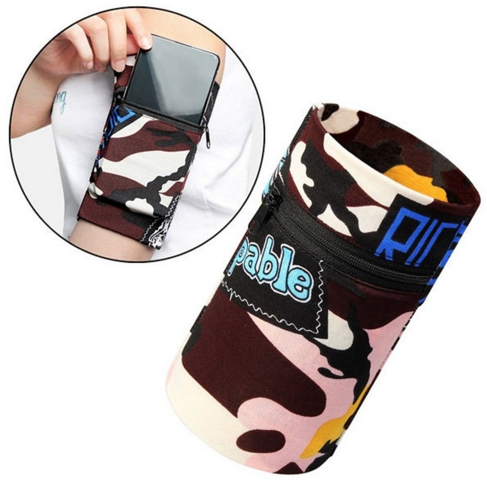 cofi1453 Stoffarmband am Arm für Lauffitness in verschiedenen Farben Smartphone-Halterung braun