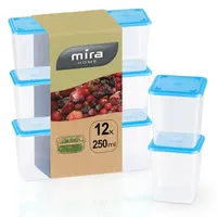 MiraHome Gefrierdosen Set 12x0,25L Durchsichtig Blau – Perfekt in der Küche zur Aufbewahrung & Organisation für Lebensmittel – Vorratsdosen mit Deckel Luftdicht – Austrian Quality