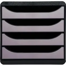 Exacompta 310438D 1x BIG-BOX Schubladenbox, 4 offene Laden, Metallic - Silber