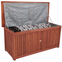 Spetebo Auflagenbox Akazien Holz Auflagenbox WASHINGTON - 133 x 58 cm, Kissen Box mit Folien-Innentasche für alle handelsüblichen Gartenstuhl-Auflagen beige