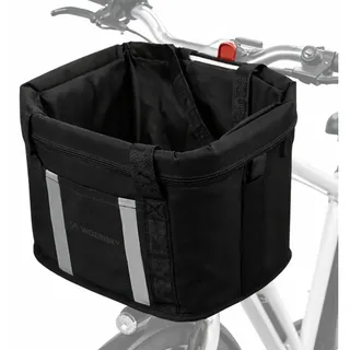Wozinsky Fahrradkorb WKR-MK, Leichter Stoffkorb mit Kordelzug und Tragefunktion schwarz