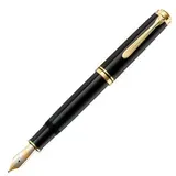 Pelikan Füllhalter Souverän 1000, Schwarz, B (breit), hochwertiger Kolbenfüller im Geschenk-Etui, 987404