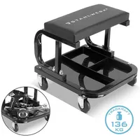 STAHLWERK Werkstatthocker WRS-35 ST Schwarz mit 136 kg Tragkraft Werkstattsitz -