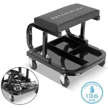 STAHLWERK Werkstatthocker WRS-35 ST Schwarz mit 136 kg Tragkraft Werkstattsitz -