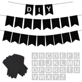 46-Teiliges DIY-Banner-Set zum Selbermachen, Inklusive 26 Schablonenbuchstaben und 20 Blanko-Karten Personalisierbares Buchstabenbanner Party-Bannerschilder Party-Geschenk