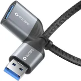 Sonero USB 3.0 Kabel - A/A Verlängerung - Aluminium space grey/schwarz 0,50m