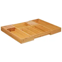 Relaxdays Besteckkasten Bambus ausziehbar 5-7 Fächer hbt 5 x 56 x 43 cm natur