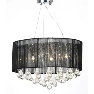 vidaXL Kristall Kronleuchter mit 85 echten Glas Kristallen schwarz