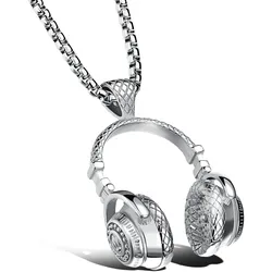 Kette mit Anhänger "Kopfhörer Anhänger", Damen, Gr. one size, Metall, silber (silbern), COLLEZIONE ALESSANDRO, Basic, Halsketten, mit filigranen Details