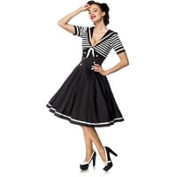 Belsira - Rockabilly Kleid knielang - Swing-Kleid im Marinelook - S bis 4XL - für Damen - Größe L - schwarz/weiß - L