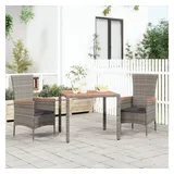 vidaXL Gartentisch mit Holzplatte Grau Poly Rattan & Massivholz Akazie