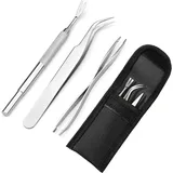 LuxusKollektion Zeckenpinzette Zeckenzange 3er Set Zeckenentferner Hunde Katzen Schwarz-A