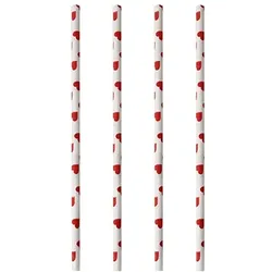 PAPSTAR 100 Trinkhalme, Papier Ø 6 mm · 20 cm "Heart"