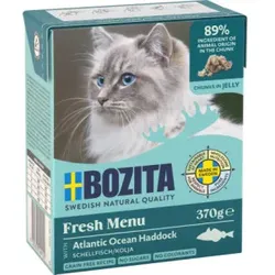 Bozita mit Schellfisch Stückchen in Geleé Nassfutter Katze 12 x 370 g