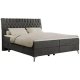 MKS Meble MKS Boxbett, Dunkelgrau, Textil, 2-Sitzer, H3, Rechteckig, 160x200 cm Schlafzimmer, Betten, Boxspringbetten