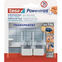 Tesa Powerstrips Haken Transparent/Weiß 2 Stück
