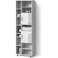 Livinity® Badschrank, Weiß Hochglanz, Weiß, 14 Fächer, Rechteckig, 60x190x30