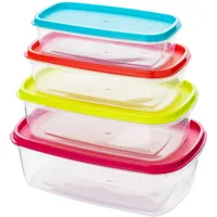 QILZO 4er-Set Frischhaltedosen mit Deckel, 250–1000 ml, BPA-frei, Kunststoff, mikrowellengeeignet, spülmaschinenfest, gefriergeeignet, Vorratsdosen, Gefrierdosen, Aufbewahrungsbox Küche