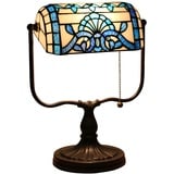 Uziqueif Klassische Bankerlampe, Retro, Tiffany tischlampe, tischlampe mit zugschalter, Lampenschirm Glas, Tischleuchte Für Büro, Nachttischlampe